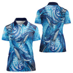New Zealand Humpback Whale Matariki Women Polo Shirt Maori New Year Taniko Niho Taniwha