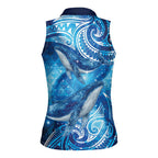 New Zealand Humpback Whale Matariki Women Sleeveless Polo Shirt Maori New Year Taniko Niho Taniwha