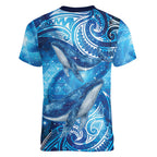 New Zealand Humpback Whale Matariki Women V-Neck T-Shirt Maori New Year Taniko Niho Taniwha