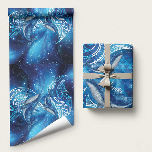 New Zealand Humpback Whale Matariki Wrapping Paper Maori New Year Taniko Niho Taniwha