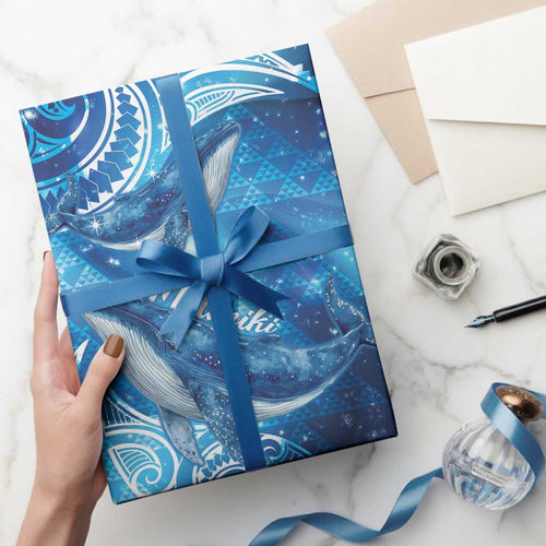 New Zealand Humpback Whale Matariki Wrapping Paper Maori New Year Taniko Niho Taniwha