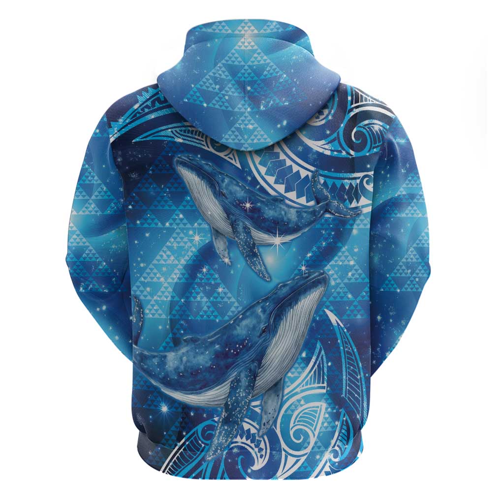 New Zealand Humpback Whale Matariki Zip Hoodie Maori New Year Taniko Niho Taniwha
