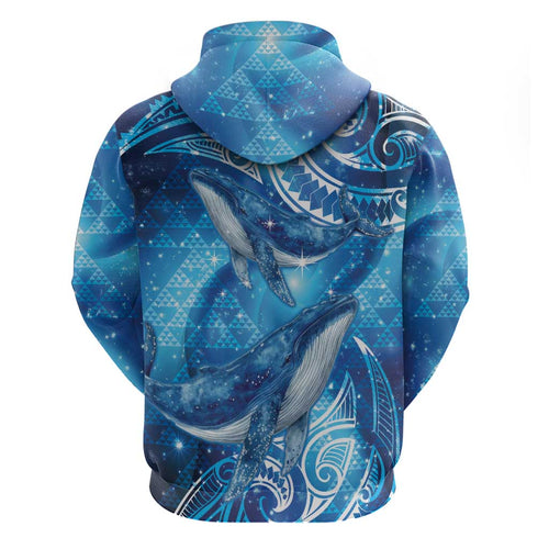 New Zealand Humpback Whale Matariki Zip Hoodie Maori New Year Taniko Niho Taniwha