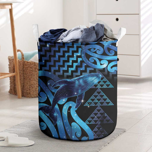 Humpback Whale Matariki New Zealand Laundry Basket NZ Maori Paikea Poutama Luxury Blue