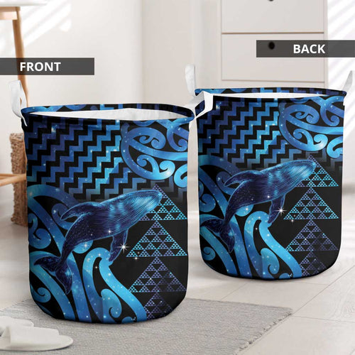 Humpback Whale Matariki New Zealand Laundry Basket NZ Maori Paikea Poutama Luxury Blue