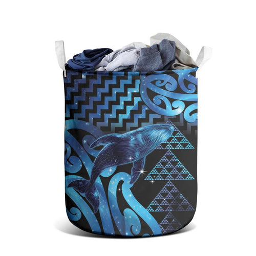 Humpback Whale Matariki New Zealand Laundry Basket NZ Maori Paikea Poutama Luxury Blue