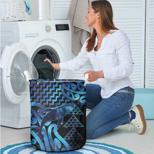 Humpback Whale Matariki New Zealand Laundry Basket NZ Maori Paikea Poutama Luxury Blue