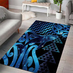 Humpback Whale Matariki New Zealand Area Rug NZ Maori Paikea Poutama Luxury Blue