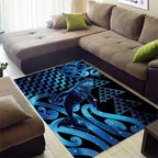 Humpback Whale Matariki New Zealand Area Rug NZ Maori Paikea Poutama Luxury Blue