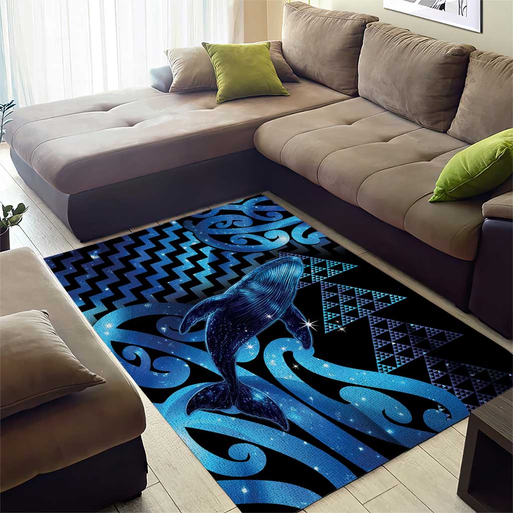 Humpback Whale Matariki New Zealand Area Rug NZ Maori Paikea Poutama Luxury Blue