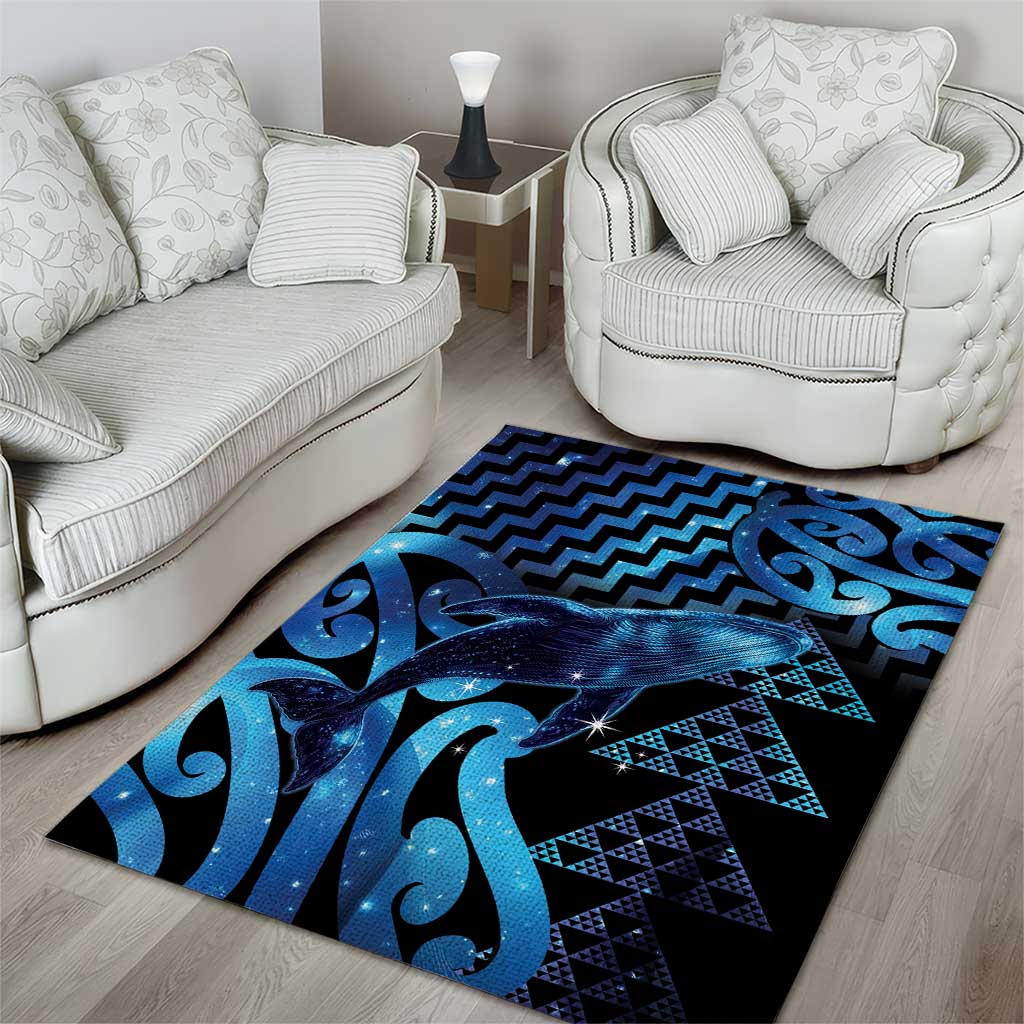 Humpback Whale Matariki New Zealand Area Rug NZ Maori Paikea Poutama Luxury Blue