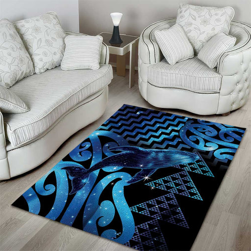 Humpback Whale Matariki New Zealand Area Rug NZ Maori Paikea Poutama Luxury Blue