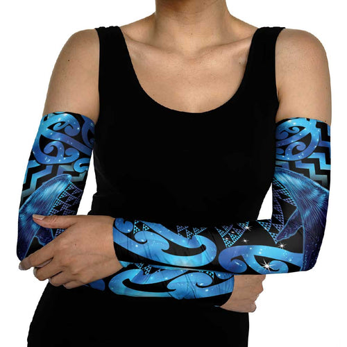 Humpback Whale Matariki New Zealand Arm Sleeves NZ Maori Paikea Poutama Luxury Blue
