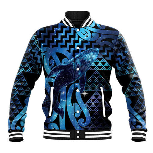 Humpback Whale Matariki New Zealand Baseball Jacket NZ Maori Paikea Poutama Luxury Blue