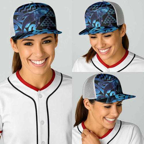 Humpback Whale Matariki New Zealand Baseball Net Cap NZ Maori Paikea Poutama Luxury Blue