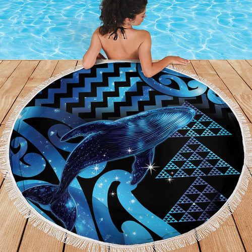 Humpback Whale Matariki New Zealand Beach Blanket NZ Maori Paikea Poutama Luxury Blue