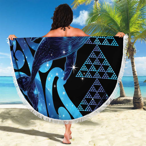 Humpback Whale Matariki New Zealand Beach Blanket NZ Maori Paikea Poutama Luxury Blue