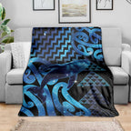 Humpback Whale Matariki New Zealand Blanket NZ Maori Paikea Poutama Luxury Blue
