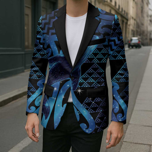 Humpback Whale Matariki New Zealand Blazer NZ Maori Paikea Poutama Luxury Blue