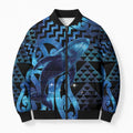 Humpback Whale Matariki New Zealand Bomber Puffer Jacket NZ Maori Paikea Poutama Luxury Blue