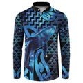 Humpback Whale Matariki New Zealand Button Sweatshirt NZ Maori Paikea Poutama Luxury Blue