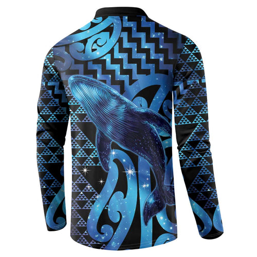 Humpback Whale Matariki New Zealand Button Sweatshirt NZ Maori Paikea Poutama Luxury Blue