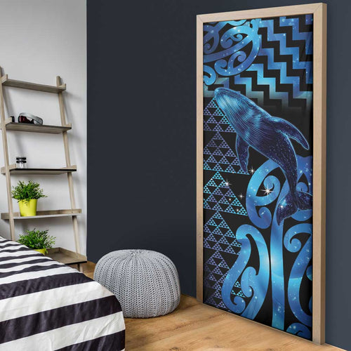 Humpback Whale Matariki New Zealand Door Cover NZ Maori Paikea Poutama Luxury Blue
