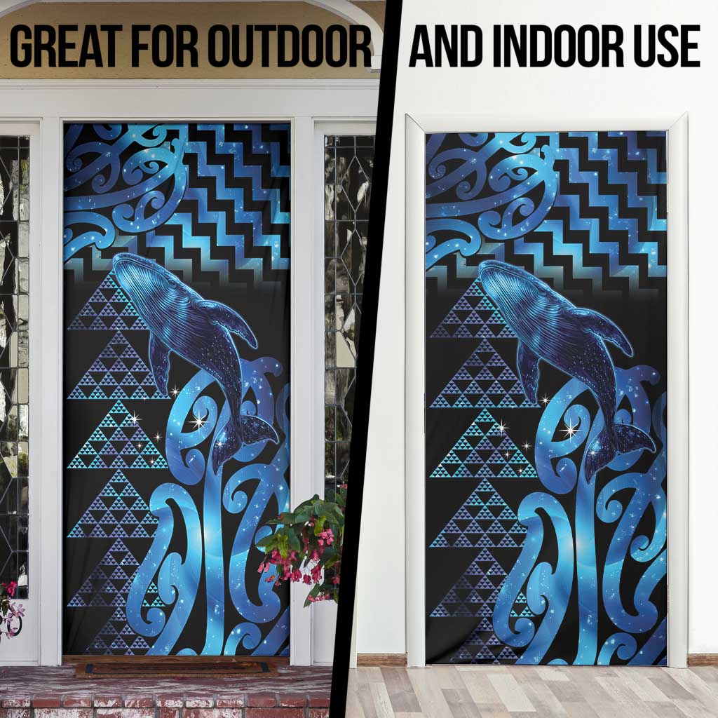 Humpback Whale Matariki New Zealand Door Cover NZ Maori Paikea Poutama Luxury Blue