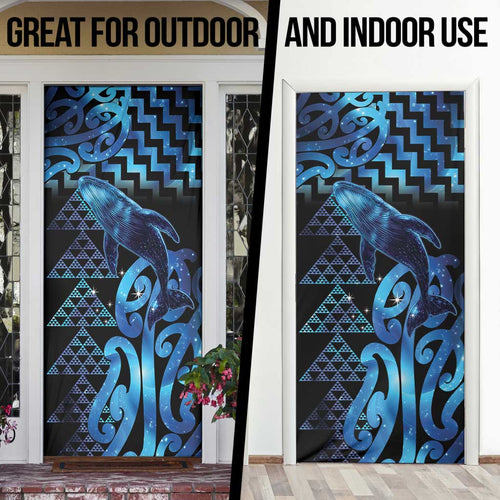 Humpback Whale Matariki New Zealand Door Cover NZ Maori Paikea Poutama Luxury Blue