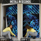 Humpback Whale Matariki New Zealand Door Cover NZ Maori Paikea Poutama Luxury Blue