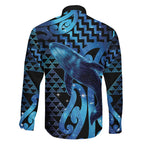 Humpback Whale Matariki New Zealand Family Matching Long Sleeve Bodycon Dress and Hawaiian Shirt NZ Maori Paikea Poutama Luxury Blue