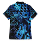 Humpback Whale Matariki New Zealand Family Matching Off The Shoulder Long Sleeve Dress and Hawaiian Shirt NZ Maori Paikea Poutama Luxury Blue