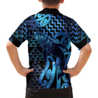 Humpback Whale Matariki New Zealand Family Matching Off Shoulder Maxi Dress and Hawaiian Shirt NZ Maori Paikea Poutama Luxury Blue