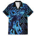 Humpback Whale Matariki New Zealand Family Matching Puletasi and Hawaiian Shirt NZ Maori Paikea Poutama Luxury Blue