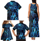 Humpback Whale Matariki New Zealand Family Matching Tank Maxi Dress and Hawaiian Shirt NZ Maori Paikea Poutama Luxury Blue