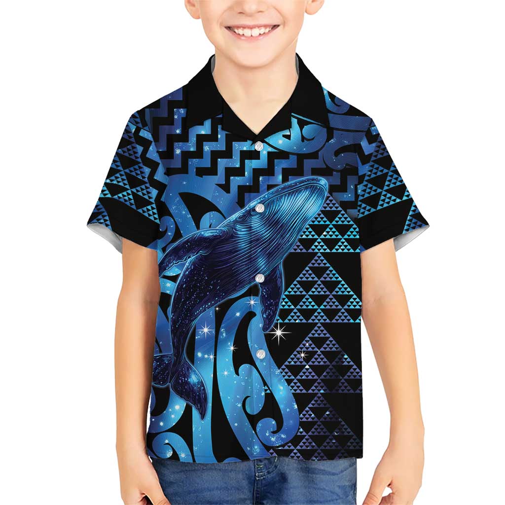 Humpback Whale Matariki New Zealand Kid Hawaiian Shirt NZ Maori Paikea Poutama Luxury Blue
