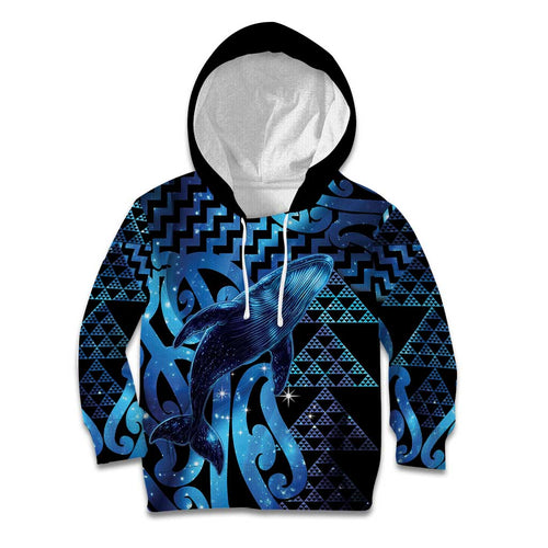 Humpback Whale Matariki New Zealand Kid Hoodie NZ Maori Paikea Poutama Luxury Blue