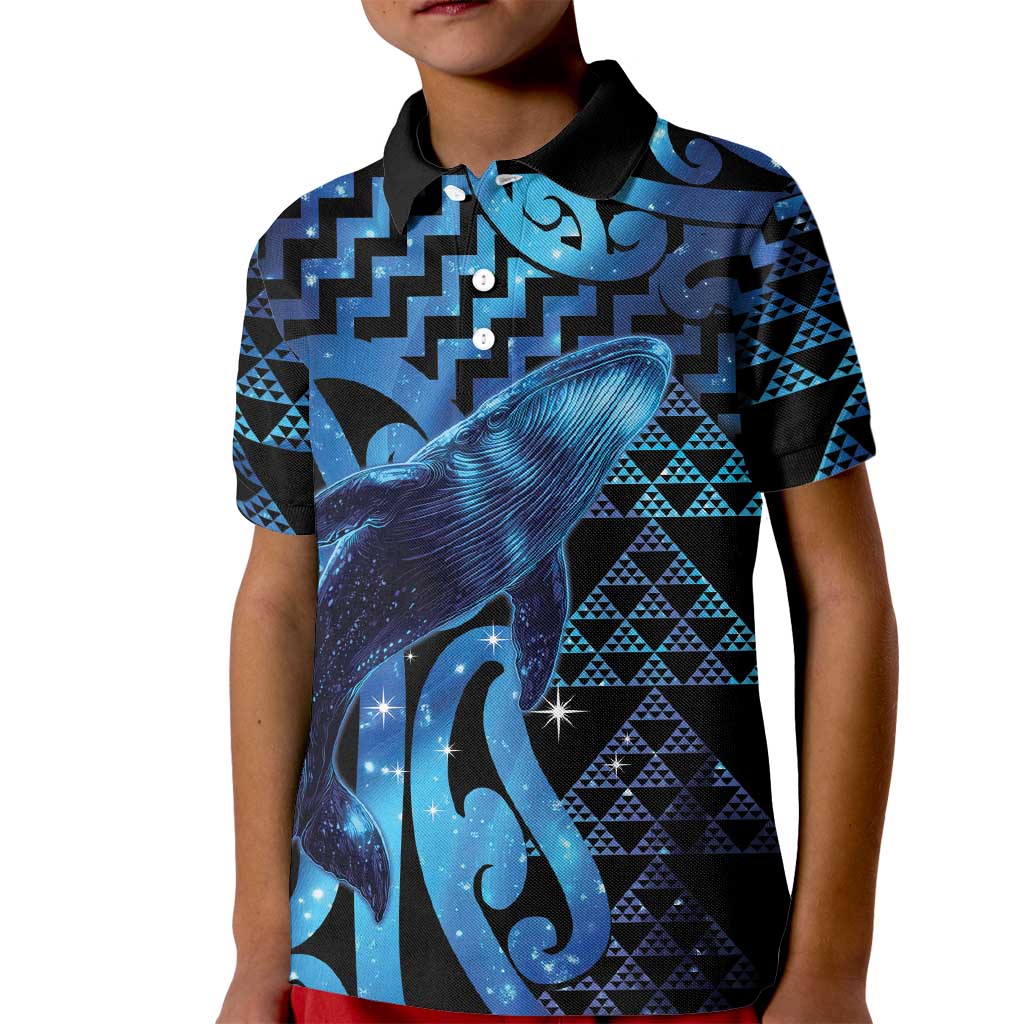 Humpback Whale Matariki New Zealand Kid Polo Shirt NZ Maori Paikea Poutama Luxury Blue