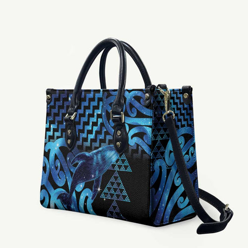 Humpback Whale Matariki New Zealand Leather Bag NZ Maori Paikea Poutama Luxury Blue