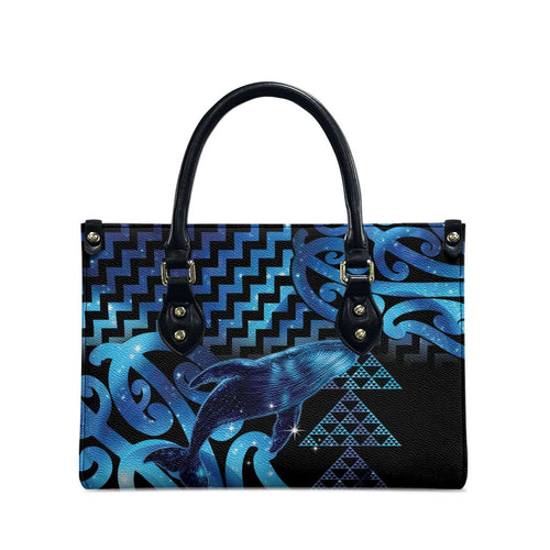 Humpback Whale Matariki New Zealand Leather Bag NZ Maori Paikea Poutama Luxury Blue