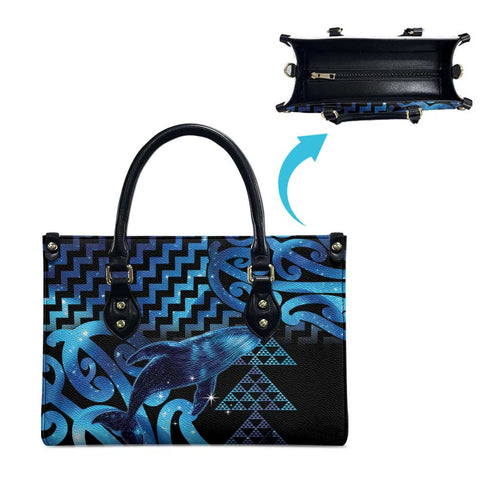 Humpback Whale Matariki New Zealand Leather Bag NZ Maori Paikea Poutama Luxury Blue