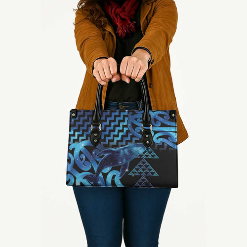 Humpback Whale Matariki New Zealand Leather Bag NZ Maori Paikea Poutama Luxury Blue