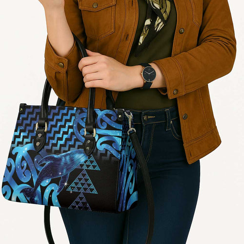Humpback Whale Matariki New Zealand Leather Bag NZ Maori Paikea Poutama Luxury Blue