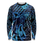 Humpback Whale Matariki New Zealand Long Sleeve Shirt NZ Maori Paikea Poutama Luxury Blue