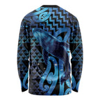 Humpback Whale Matariki New Zealand Long Sleeve Shirt NZ Maori Paikea Poutama Luxury Blue