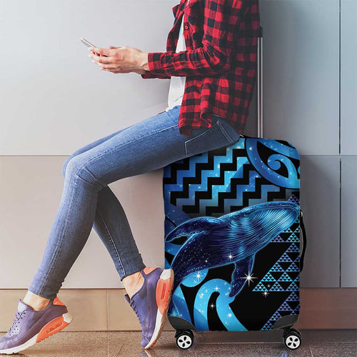 Humpback Whale Matariki New Zealand Luggage Cover NZ Maori Paikea Poutama Luxury Blue