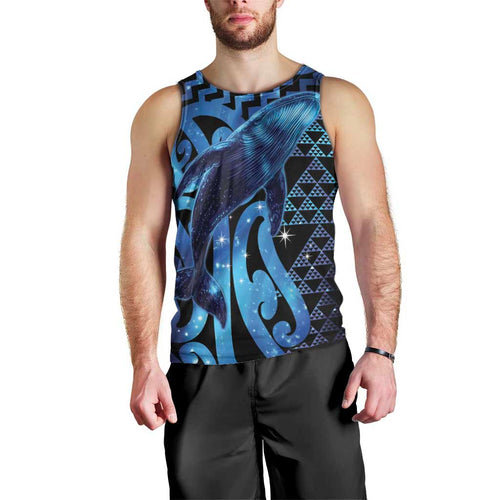 Humpback Whale Matariki New Zealand Men Tank Top NZ Maori Paikea Poutama Luxury Blue