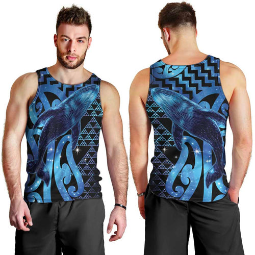Humpback Whale Matariki New Zealand Men Tank Top NZ Maori Paikea Poutama Luxury Blue