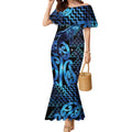 Humpback Whale Matariki New Zealand Mermaid Dress NZ Maori Paikea Poutama Luxury Blue