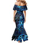 Humpback Whale Matariki New Zealand Mermaid Dress NZ Maori Paikea Poutama Luxury Blue